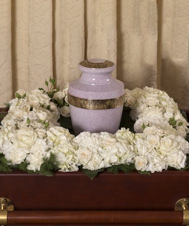 Elegant White Cremation Tribute
