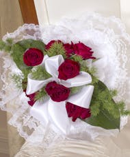 Red Roses Satin Heart